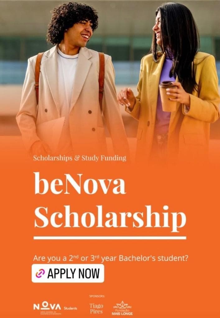 Cartaz das bolsas beNova Scholarship da NOVA SBE